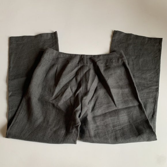 Eileen Fisher 100% Linen Pants Gray Comfort Casual Lightweight Size 10 - Picture 3 of 7